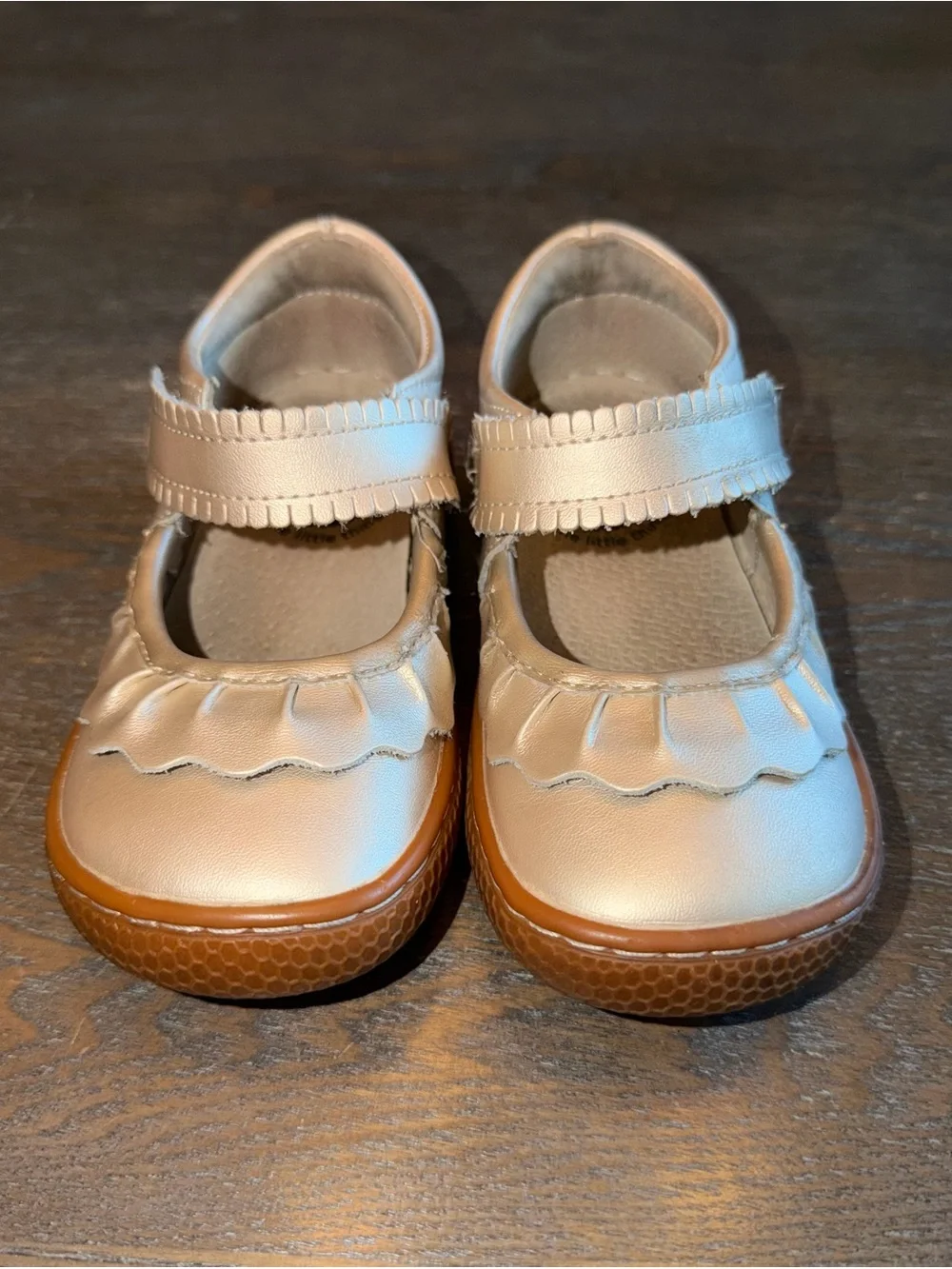 Livie and Luca Champagne Ruche Classic Mary Janes size 8